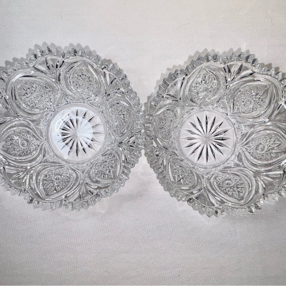 Nachtmann Florenz Clear Crystal Glass Bowls Set of 2 Vintage Candy or Serving
